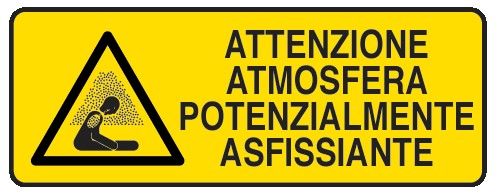 Cartello in All. 350x125 mm ATTENZIONEATMOSFERA POTENZIALMENTE ASFISSIANTE