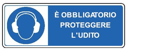 Cartello in All. 350x125 mm È OBBLIGATORIO PROTEGGERE L'UDITO