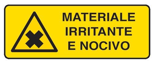 Cartello in All. 350x125 mm MATERIALE IRRITANTE E NOCIVO