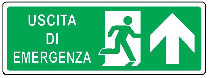 Cartello in All. 350x125 mm USCITA DI EMERGENZA CON FRECCIA VERSO L'ALTO