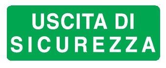 Cartello in All. 350x125 mm USCITA DI SICUREZZA (FONDO VERDE)