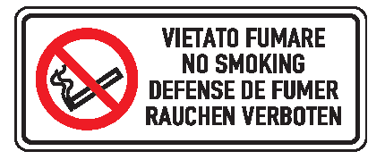 Cartello in All. 350x125 mm VIETATO FUMARE NO SMOKING DEFENSE DE FUMER RAUCHEN VERTOBEN