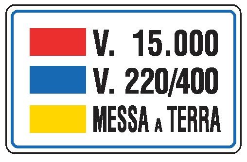 Cartello in All. 350x250 mm V. 15.000 V. 220/380 MESSA A TERRA