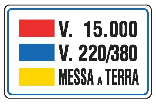 Cartello in All. 350x250 mm V. 15.000 V. 220/400 MESSA A TERRA