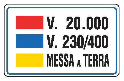 Cartello in All. 350x250 mm V. 20.000 V. 220/380 MESSA A TERRA