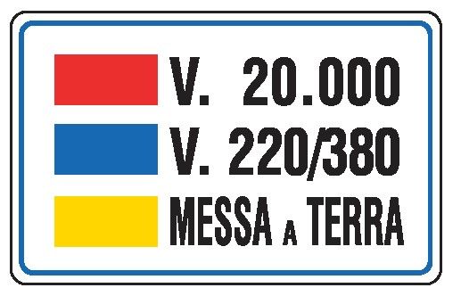 Cartello in All. 350x250 mm V. 20.000 V. 230/400 MESSA A TERRA