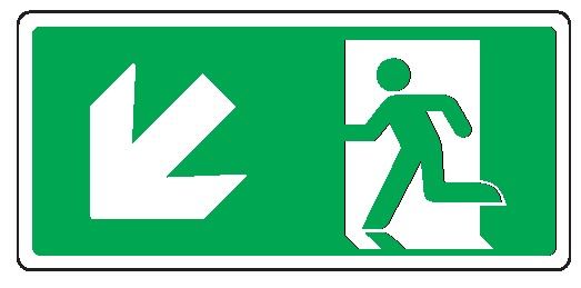 Cartello in All. 375x175 mm USCITA DI EMERGENZA CON FRECCIA IN BASSO A SX