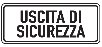 Cartello in All. 375x175 mm USCITA DI SICUREZZA (FONDO BIANCO SCRITTA NERA)