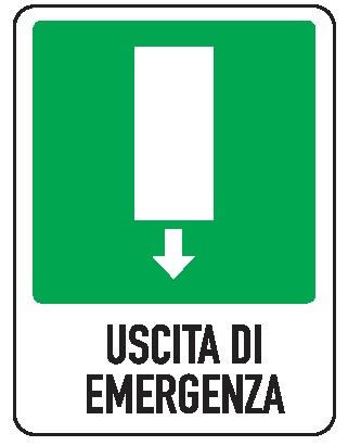 Cartello in All. 400x500 mm USCITA DI EMERGENZA VERSO IL BASSO