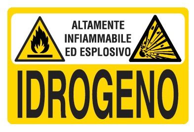 Cartello in All. 500x330 mm ALTAMENTE INFIAMMBILE ED ESPLOSIVO IDROGENO