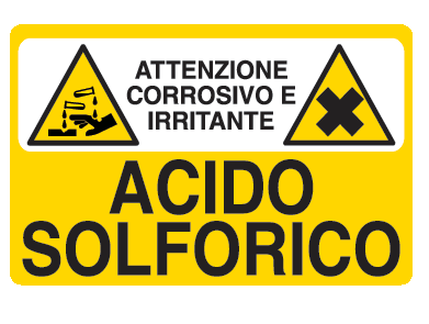 Cartello in All. 500x330 mm ATTENZIONE CORROSIVO E IRRITANTE ACIDO SOLFORICO