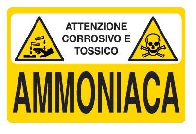 Cartello in All. 500x330 mm ATTENZIONE CORROSIVO E TOSSICO AMMONIACA
