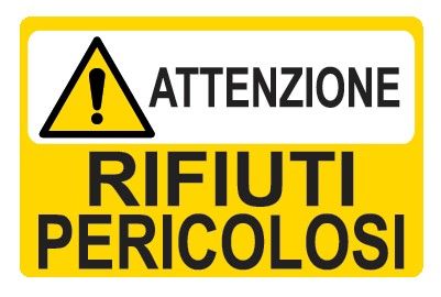 Cartello in All. 500x330 mm ATTENZIONE RIFIUTI PERICOLOSI