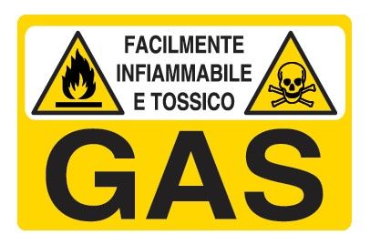 Cartello in All. 500x330 mm FACILMENTE INFIAMMBILE E TOSSICO GAS