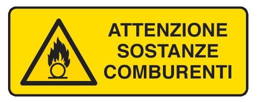 Cartello in All. 610x300 mm ATTENZIONE SOSTANZE COMBURENTI