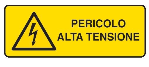 Cartello in All. 610x300 mm PERICOLO ALTA TENSIONE