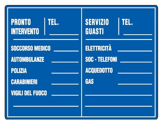 Cartello in All. 660x500 mm PRONTO INTERVENTO SERVIZIO GUASTI