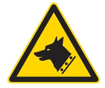 Cartello in All. Lato 140 mm PERICOLO CANE DA GUARDIA