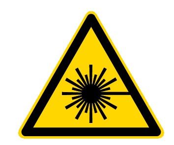 Cartello in All. Lato 210 mm PERICOLO RAGGI LASER