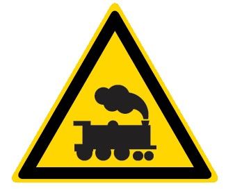 Cartello in All. Lato 350 mm PERICOLO PASSAGGIO TRENI