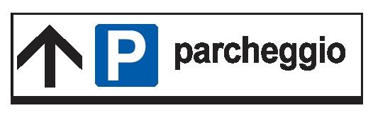 Cartello in All. Piano 1000x200 mm PARCHEGGIO (COMUNICARE DIREZIONE FRECCIA)