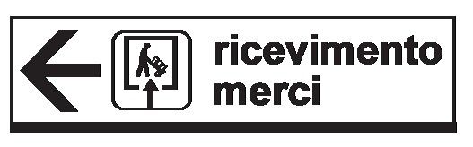 Cartello in All. Piano 1000x200 mm RICEVIMENTO MERCI (COMUNICARE DIREZIONE FRECCIA)