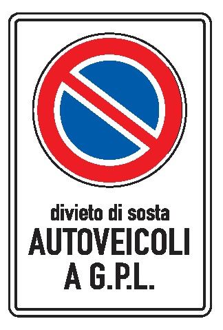 Cartello in All. Piano 250x450 mm DIVIETO DI SOSTA AUTOVEICOLI A G.P.L.