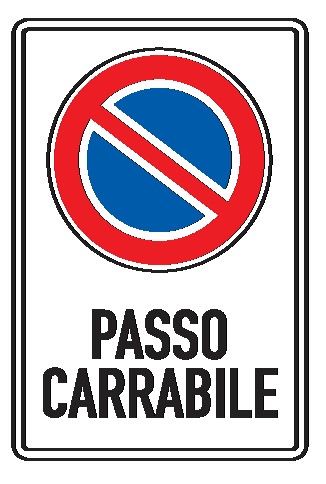 Cartello in All. Piano Rifrangente 250x450 mm DIVIETO DI SOSTA PASSO CARRABILE