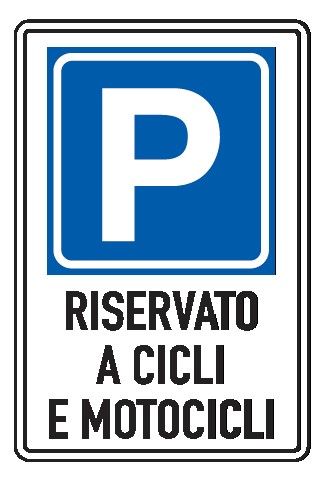 Cartello in All. Scatolato 400x600 mm PARCHEGGIO RISERVATO A CICLI E MOTOCICLI