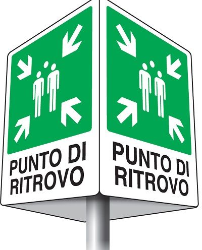 Cartello in All. Scatolato quadrifacciale PUNTO DI RITROVO