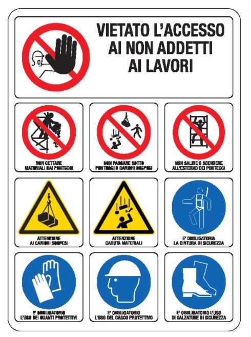 Cartello in polionda 1000x700 mm VIETATO L'ACCESSO AI NON ADDETTI AI LAVORI