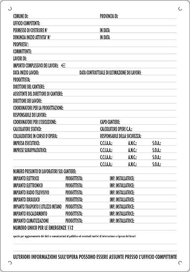 Cartello in polionda cm 120x80 cartello per concessioni edili (1 colore)