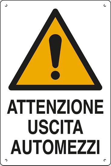 Cartello in polionda cm 60x40 ATTENZIONE USCITA AUTOMEZZI