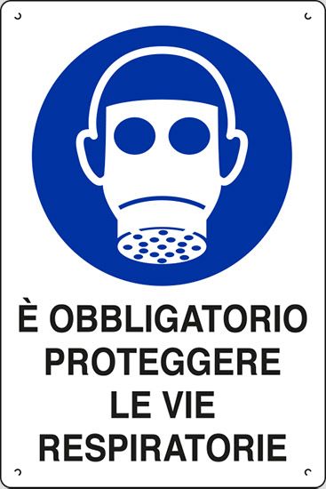 Cartello in polionda cm 60x40 È OBBLIGATORIO PROTEGGERE LE VIE RESPIRATORIE