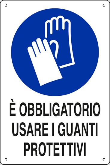 Cartello in polionda cm 60x40 È OBBLIGATORIO USARE I GUANTI PROTETTIVI