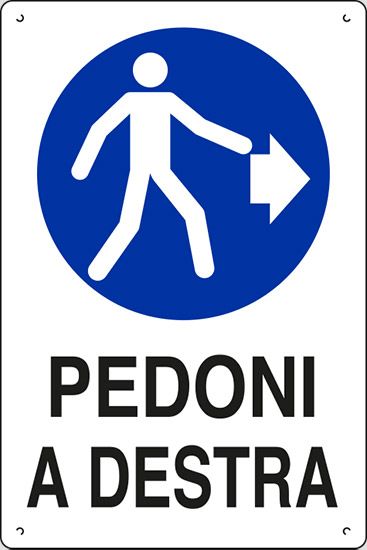 Cartello in polionda cm 60x40 PEDONI A DESTRA