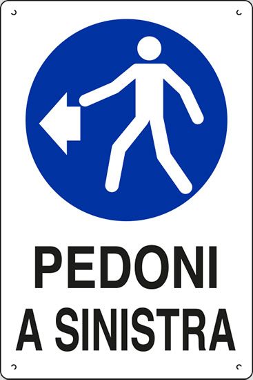 Cartello in polionda cm 60x40 PEDONI A SINISTRA