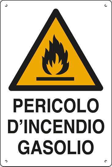 Cartello in polionda cm 60x40 PERICOLO D'INCENDIO GASOLIO