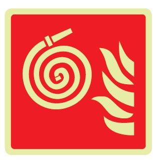 Cartello Luminescente bifacciale in All. 110x110 mm  IDRANTE (SIMBOLO GIRELLA) (FONDO ROSSO)