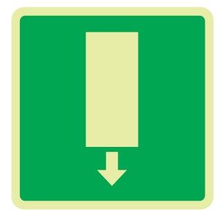 Cartello Luminescente bifacciale in All. 110x110 mm USCITA DI EMERGENZA IN BASSO (FONDO VERDE)