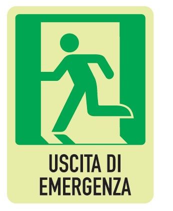 Cartello Luminescente in All. 110x140 mm USCITA DI EMERGENZA A SX