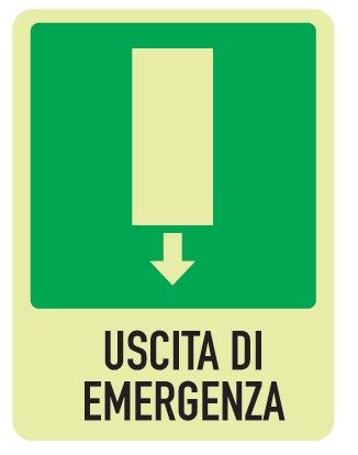 Cartello Luminescente in All. 110x140 mm USCITA DI EMERGENZA IN BASSO