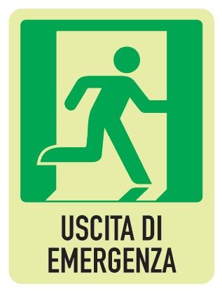 Cartello Luminescente in All. 155x205 mm USCITA DI EMERGENZA A DX