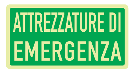 Cartello Luminescente in All. 220x100 mm ATTREZZATURE DI EMERGENZA (FONDO VERDE)
