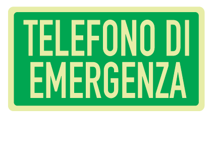 Cartello Luminescente in All. 220x100 mm TELEFONO DI EMERGENZA (FONDO VERDE)