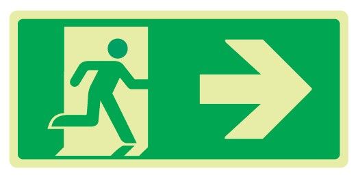 Cartello Luminescente in All. 220x125 mm USCITA DI EMERGENZA A DX CON FRECCIA