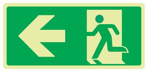 Cartello Luminescente in All. 220x125 mm USCITA DI EMERGENZA A SX CON FRECCIA