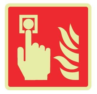 Cartello Luminescente in All. 245x245 mm PULSANTE ALLARME ANTINCENDIO (FONDO ROSSO)