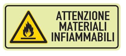 Cartello Luminescente in All. 350x125 mm ATTENZIONE MATERIALI INFIAMMABILI