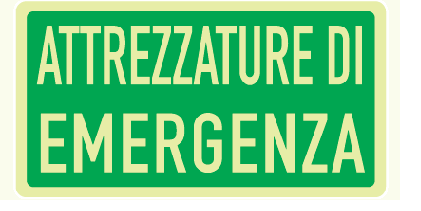 Cartello Luminescente in All. 375x175 mm ATTREZZATURE DI EMERGENZA (FONDO VERDE)